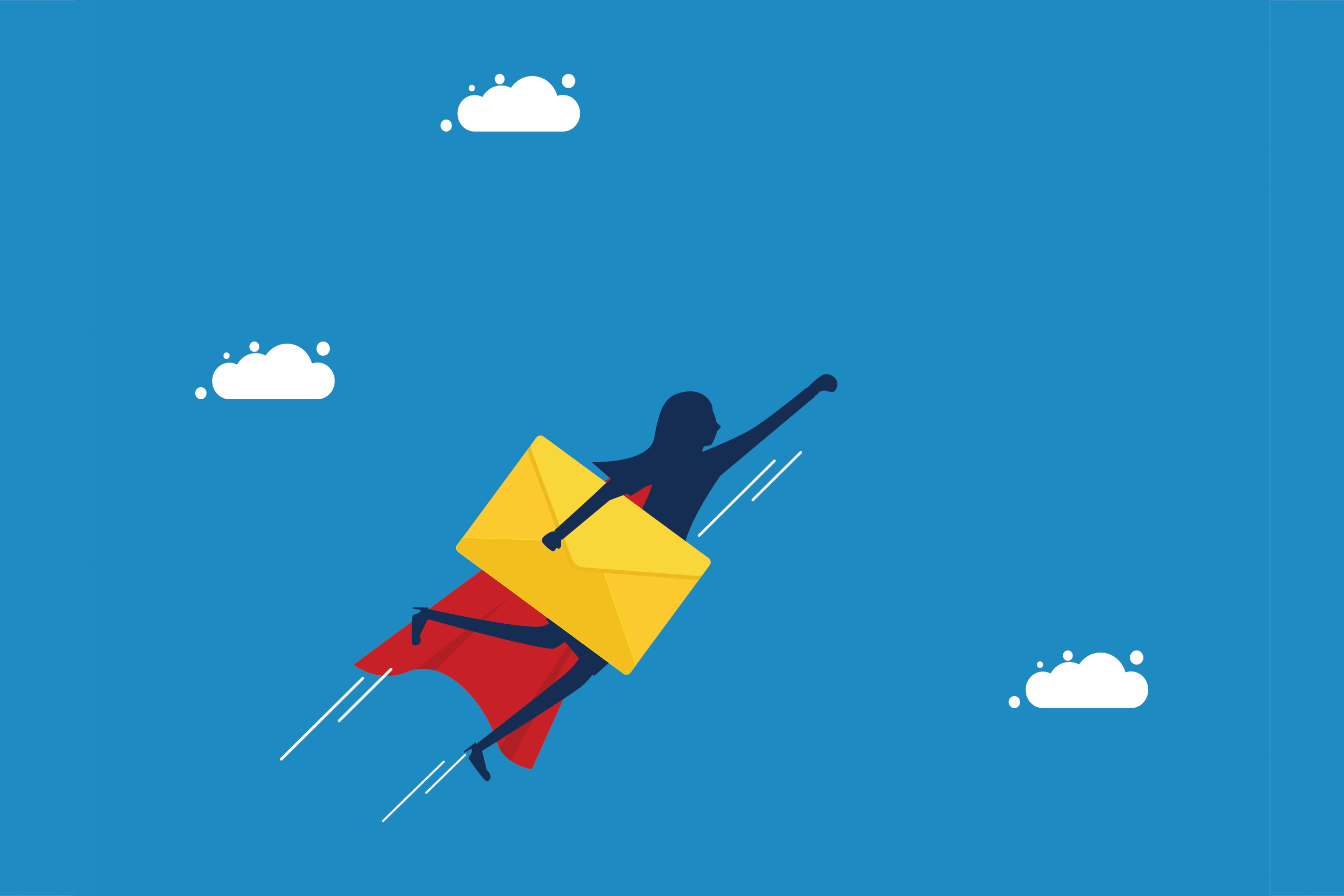 Superhero Businesswoman carrying a message